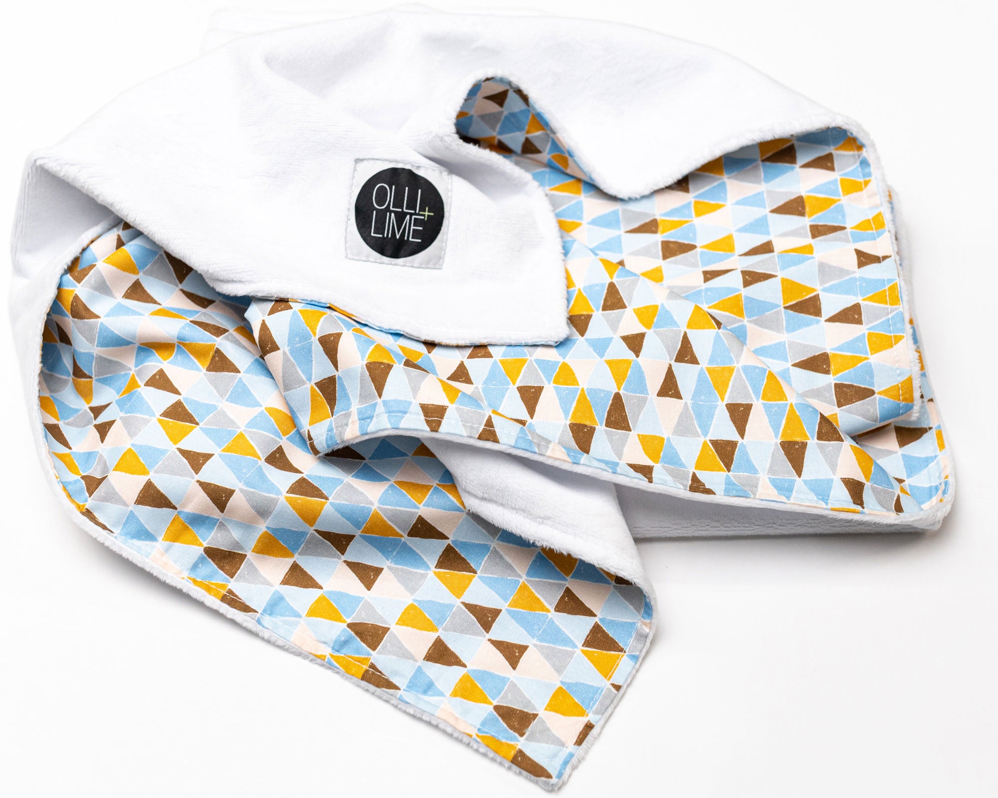 Blue Banners Marching - Baby Blanket - Blue/Topaz/Umber Triangles - Olli+Lime